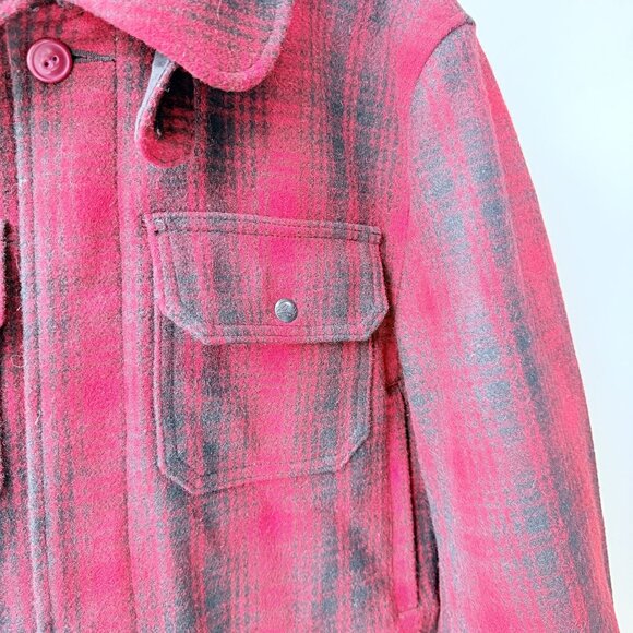 Woolrich Classic Mackinaw Hunt wool Coat Red Black Plaid Men’s Size M - Picture 6 of 13